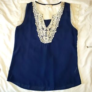 Soulmates Blue Sheer Top Size Medium